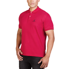  Nautica Mens Short Sleeve Jersey Polo Red