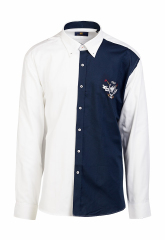 Polo M D/Pony Tonal Ls Shirt - White/Navy
