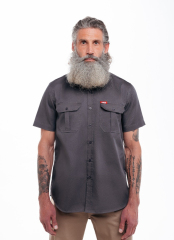 Samson Mens Workwear Charcoal Short Sleeve Shirt Front View