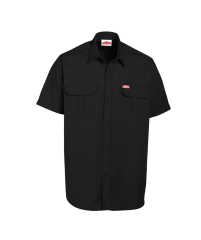 Samson Mens Workwear Black Short Sleeve Shirt Front View